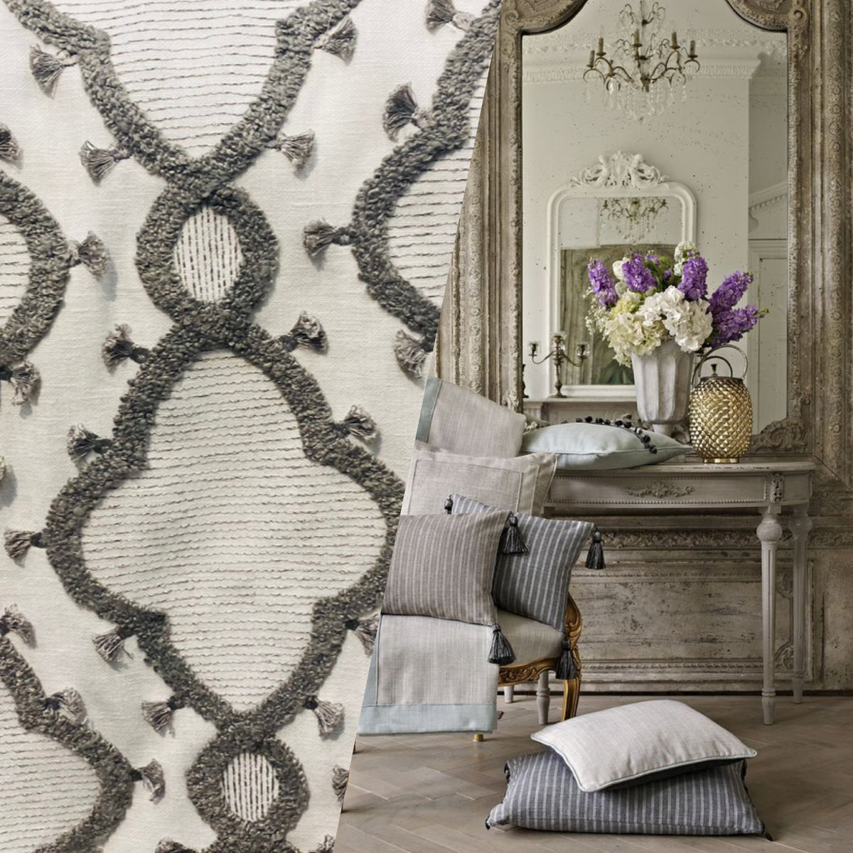 New Prince Peterson Designer Linen Inspired Decorating Drapery Fabric - Cream and Grey - Fancy Styles Fabric Pierre Frey Lee Jofa Brunschwig & Fils