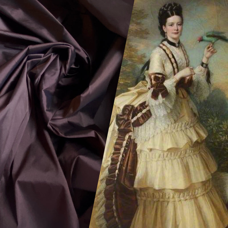 NEW Lady Frank Light Designer “Faux Silk” Taffeta Fabric Made in Italy Chocolate Brown with Black Iridescence