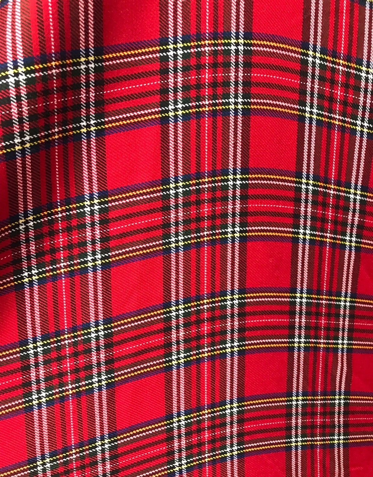 Close-Out Designer Red Plaid Tartan Woven Fabric- By the Yard