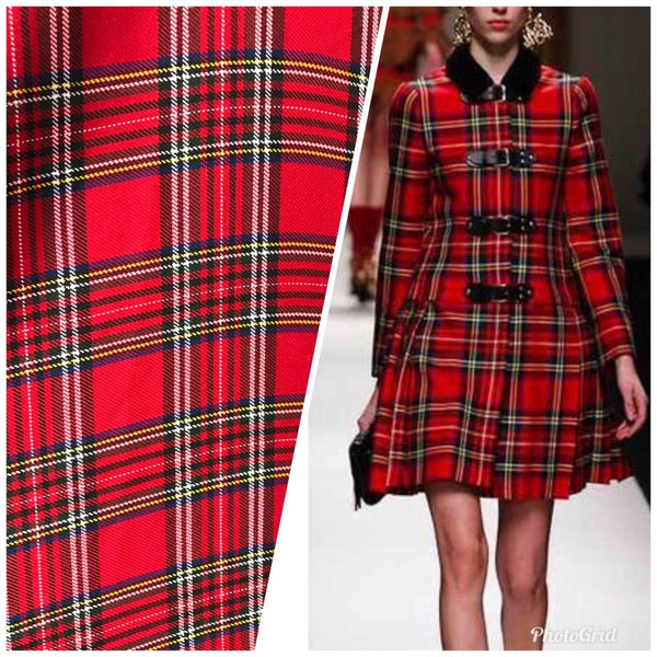 Close-Out Designer Red Plaid Tartan Woven Fabric- By the Yard - Fancy Styles Fabric Pierre Frey Lee Jofa