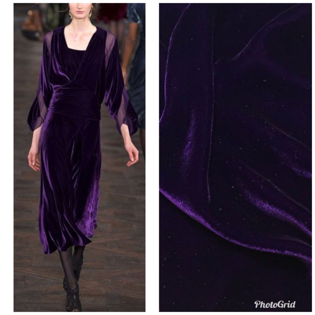 Close-Out Designer Runway Silk Rayon Velvet Fabric- Purple- By the yard - Fancy Styles Fabric Pierre Frey Lee Jofa