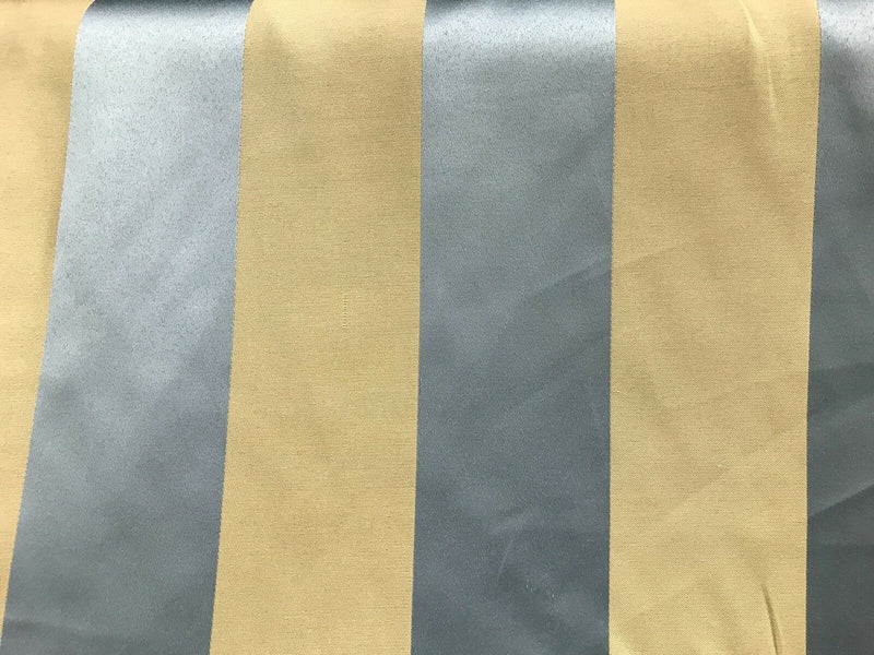 Countess Maisie Stripe Satin Interior Design Fabric Antique Blue And Gold - Fancy Styles Fabric Pierre Frey Lee Jofa Brunschwig & Fils