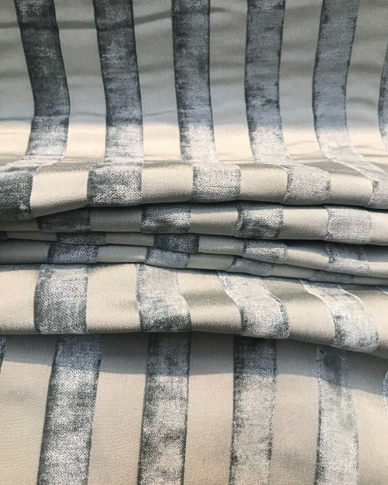 NEW Lady Zooey Striped Double Sided Burnout Chenille Velvet Fabric- Gray Upholstery - Fancy Styles Fabric Pierre Frey Lee Jofa Brunschwig & Fils