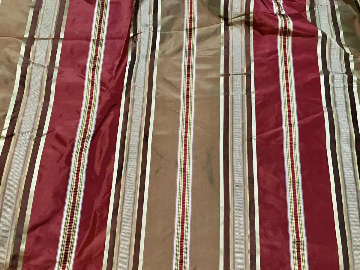 NEW! Lady Meryl Designer 100% Silk Taffeta Fabric -Red & Gold Ribbon Satin Stripes - Fancy Styles Fabric Pierre Frey Lee Jofa Brunschwig & Fils