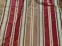 NEW! Lady Meryl Designer 100% Silk Taffeta Fabric -Red & Gold Ribbon Satin Stripes - Fancy Styles Fabric Pierre Frey Lee Jofa Brunschwig & Fils