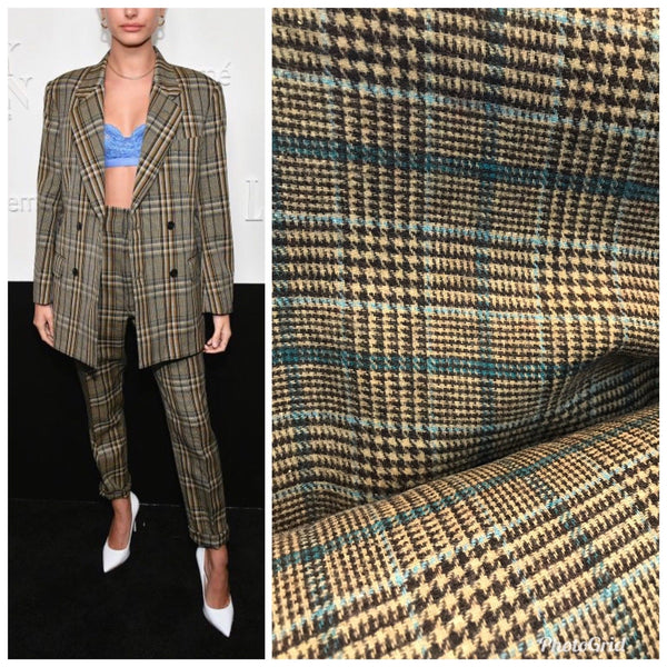SALE! Close-Out Designer Wool Brown Plaid Woven Fabric- 60” Wide - Fancy Styles Fabric Boutique