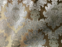 Lady Cecile 1/2 Yard Remnant- Italian Burnout Damask Chenille Blue Bronze Fabric Upholstery - Fancy Styles Fabric Pierre Frey Lee Jofa Brunschwig & Fils