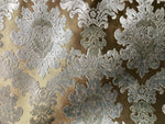 Lady Cecile 1/2 Yard Remnant- Italian Burnout Damask Chenille Blue Bronze Fabric Upholstery - Fancy Styles Fabric Pierre Frey Lee Jofa Brunschwig & Fils