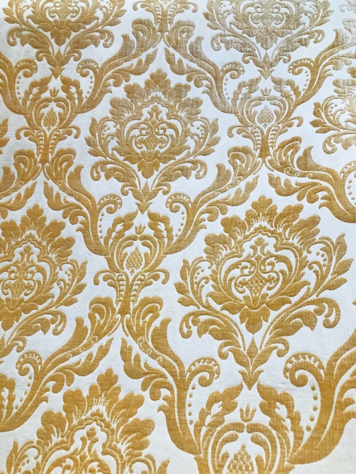 NEW! Queen Isabelle Designer Damask Burnout Chenille Velvet Fabric - Honey Gold BTY - Fancy Styles Fabric Pierre Frey Lee Jofa Brunschwig & Fils