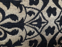 Designer Velvet Chenille Burnout Fabric - Black Flax Floral - Fancy Styles Fabric Pierre Frey Lee Jofa Brunschwig & Fils