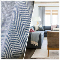 NEW Countess Cora Novelty Designer Herringbone Chevron Upholstery & Drapery Tweed Fabric - Blue - Fancy Styles Fabric Pierre Frey Lee Jofa Brunschwig & Fils