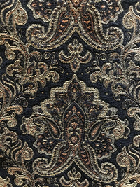 SALE! Lord Logan Designer Velvet Chenille Burnout Damask Brocade Fabric - Black Gold BTY - Fancy Styles Fabric Pierre Frey Lee Jofa Brunschwig & Fils