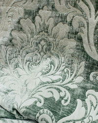 Queen Isabella Designer Damask Burnout Chenille Velvet Fabric -Green Grey BTY - Fancy Styles Fabric Pierre Frey Lee Jofa Brunschwig & Fils