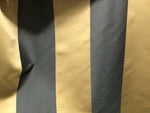 60” Wide- Designer Satin Drapery Fabric - 6” Gold And Charcoal Gray Stripes - Fancy Styles Fabric Pierre Frey Lee Jofa Brunschwig & Fils