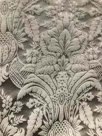 SWATCH Prince Caspian 100% Silk Taffeta Interior Design Fabric Damask Brocade Silver-Taupe - Fancy Styles Fabric Pierre Frey Lee Jofa Brunschwig & Fils