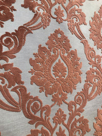 NEW Duke Raphael Designer Velvet Chenille Burnout Damask Upholstery Fabric - Orange - Fancy Styles Fabric Pierre Frey Lee Jofa Brunschwig & Fils