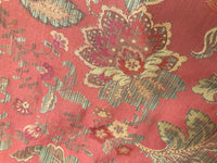 Designer Brocade Satin Floral Drapery Fabric- Antique Salmon Red By The Yard - Fancy Styles Fabric Pierre Frey Lee Jofa