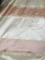 NEW Lady Kristen Designer 100% Silk Taffeta Embroidered Stripe Floral Fabric- Pink & Cream - Fancy Styles Fabric Pierre Frey Lee Jofa Brunschwig & Fils