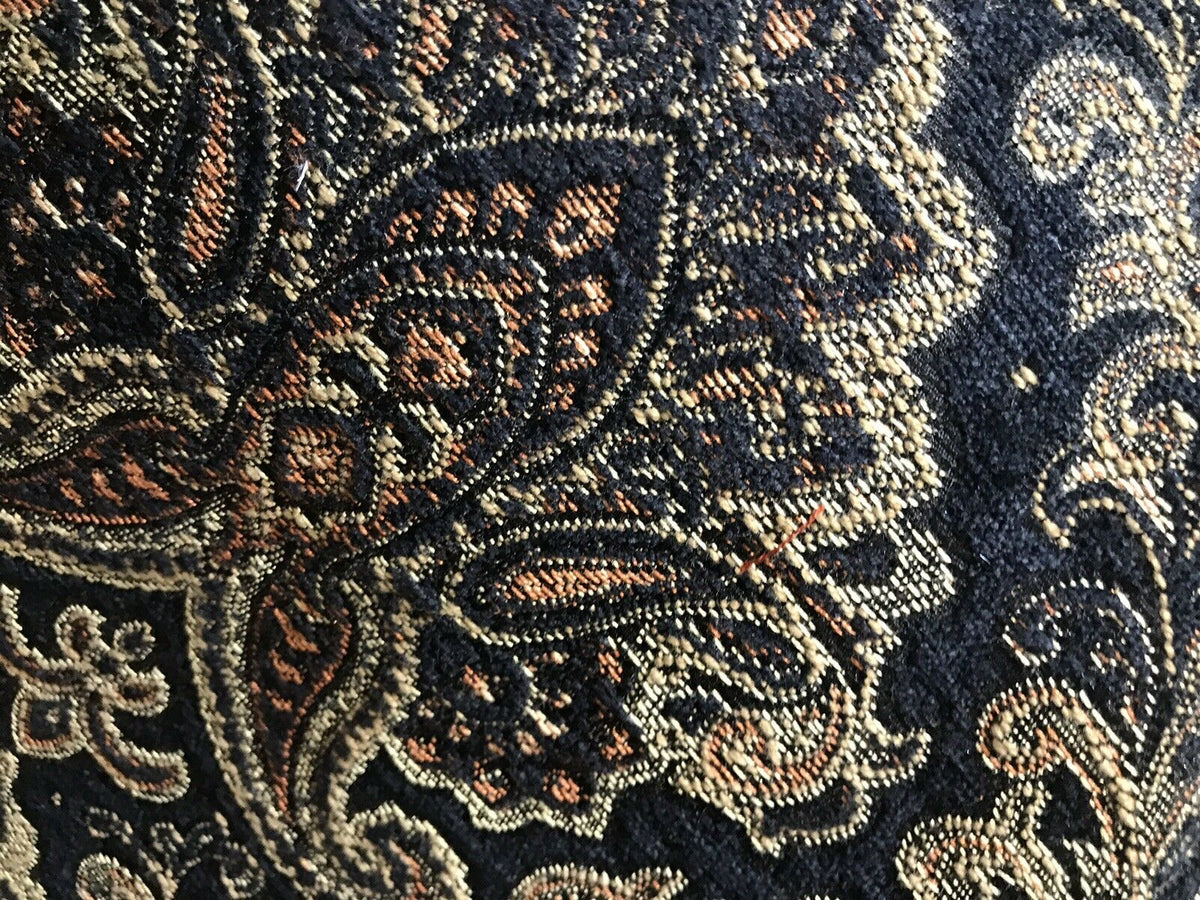 SALE! Lord Logan Designer Velvet Chenille Burnout Damask Brocade Fabric - Black Gold BTY - Fancy Styles Fabric Pierre Frey Lee Jofa Brunschwig & Fils