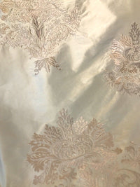 NEW Novelty Pink Embroidered 100% Silk Taffeta Fabric Antique Pink - Fancy Styles Fabric Boutique