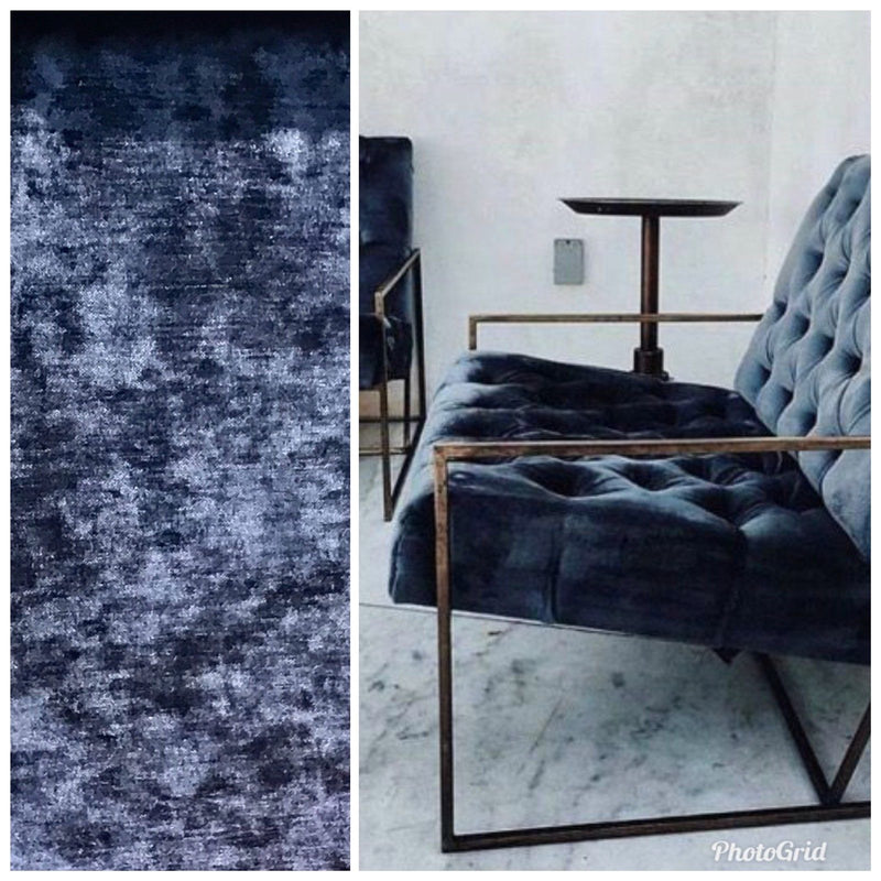 SWATCH : Designer Antique Inspired Velvet Fabric - Navy Blue - Upholstery - Fancy Styles Fabric Pierre Frey Lee Jofa Brunschwig & Fils