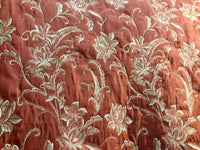 NEW! Designer Quilted Brocade Floral Upholstery Fabric- Rust Brick Red - Fancy Styles Fabric Pierre Frey Lee Jofa Brunschwig & Fils