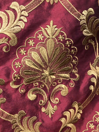 NEW Novelty 100% Silk Taffeta Embroidered Fabric Made In India- Red & Gold BTY - Fancy Styles Fabric Pierre Frey Lee Jofa Brunschwig & Fils