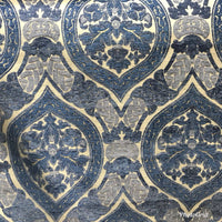 SWATCH Double Sided Burnout Chenille Velvet Fabric- Blue Upholstery Damask - Fancy Styles Fabric Boutique