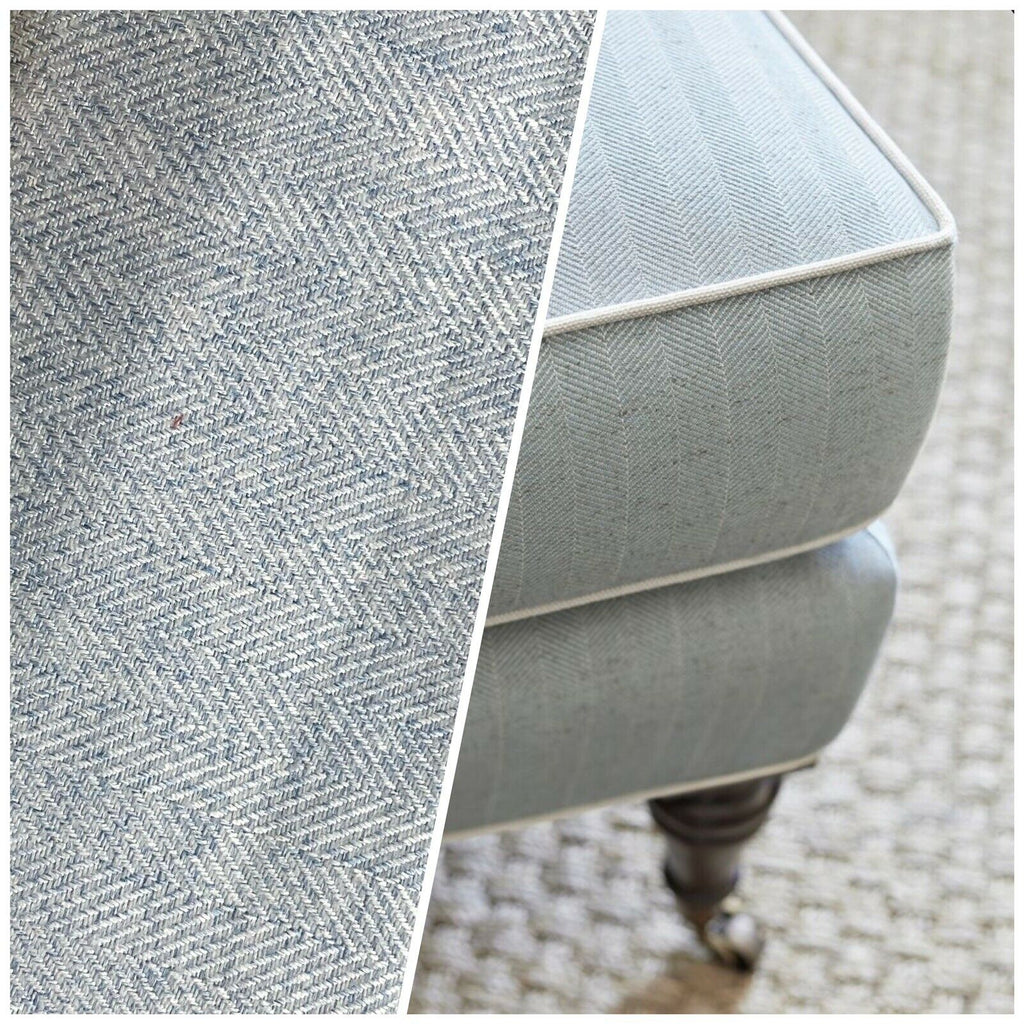 NEW Baroness Phoebe Designer Upholstery Herringbone Chevron Pattern Tweed Fabric - Pale Blue - Fancy Styles Fabric Pierre Frey Lee Jofa Brunschwig & Fils
