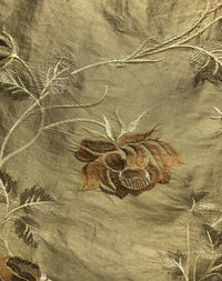 NEW! Queen Evelyn 100% Silk Dupioni Embroidered Floral Fabric- Gold Sold By The Yard LLSUY0002 - Fancy Styles Fabric Pierre Frey Lee Jofa Brunschwig & Fils