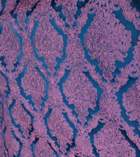NEW Princess Giselle Designer Damask Satin Drapery Upholstery Fabric - Fuchsia Pink & Navy Blue - Fancy Styles Fabric Pierre Frey Lee Jofa Brunschwig & Fils