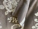 NEW! Princess Layla Designer Linen Inspired Damask Drapery Fabric- Charcoal Gray & White - Fancy Styles Fabric Pierre Frey Lee Jofa Brunschwig & Fils