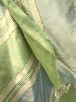 NEW Lady Marianne Designer 100% Silk Dupioni Stripes Embroidery Fabric - Blue Green 55” Wide - Fancy Styles Fabric Pierre Frey Lee Jofa Brunschwig & Fils