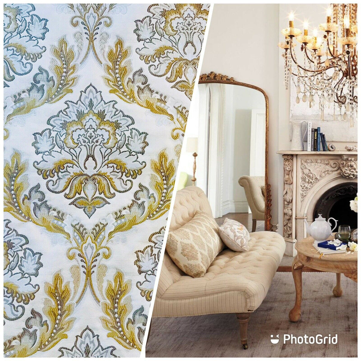 NEW! Sir Drew Brocade Damask French Upholstery Fabric- Camel, Cream, Taupe - Fancy Styles Fabric Pierre Frey Lee Jofa Brunschwig & Fils