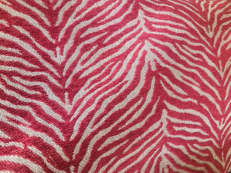 Queen Claudia Designer Upholstery Heavyweight Burnout Zebra Chenille Fabric- Fuchsia Pink BTY - Fancy Styles Fabric Pierre Frey Lee Jofa Brunschwig & Fils