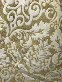 NEW Sir Arthur Double Sided Burnout Chenille Velvet Fabric- Mustard Ivory Upholstery Damask - Fancy Styles Fabric Pierre Frey Lee Jofa Brunschwig & Fils