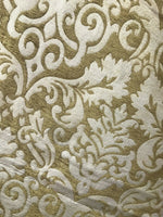 NEW Sir Arthur Double Sided Burnout Chenille Velvet Fabric- Mustard Ivory Upholstery Damask - Fancy Styles Fabric Pierre Frey Lee Jofa Brunschwig & Fils