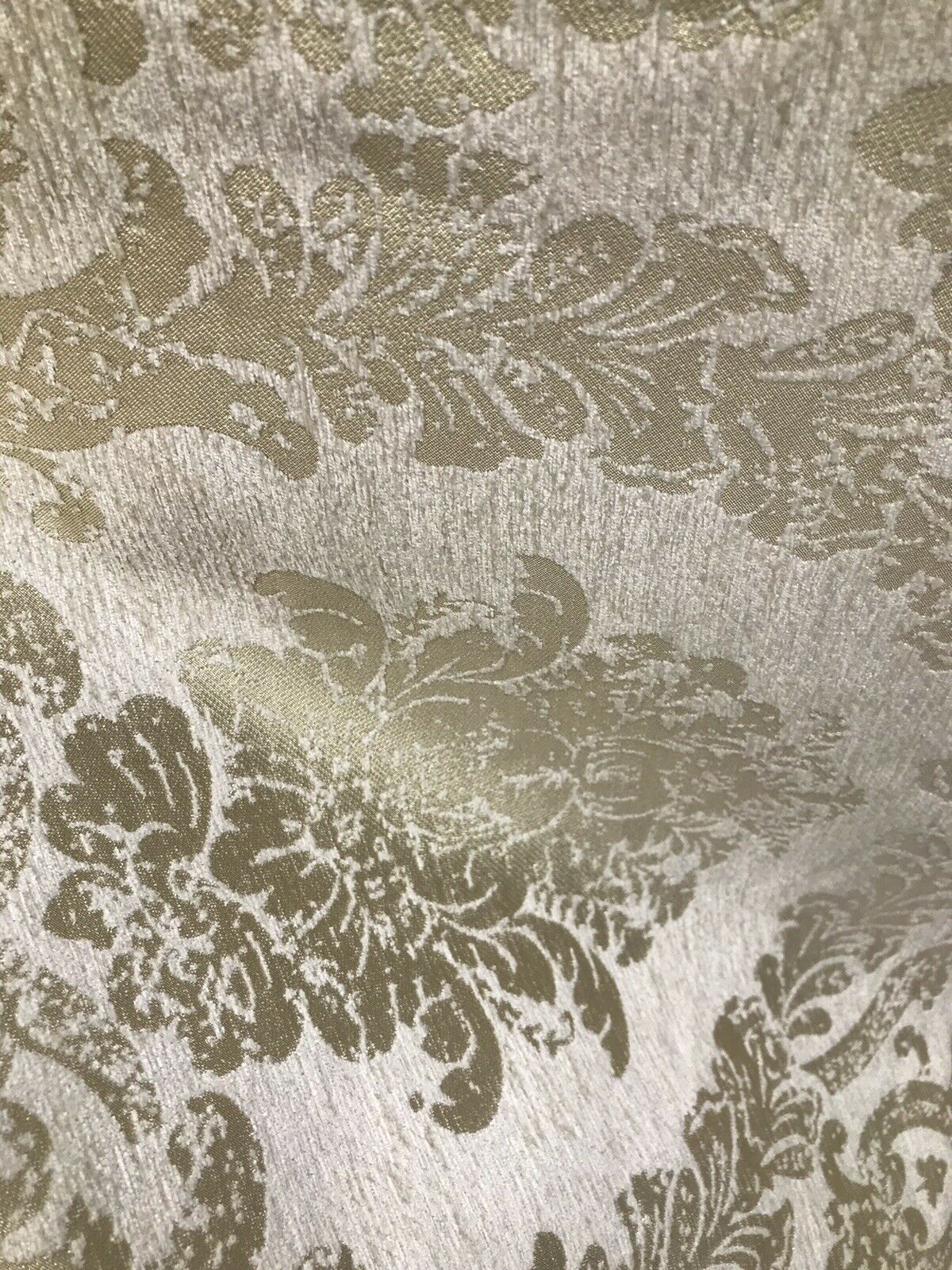 Lord Augustin Designer Velvet Chenille Burnout Damask Upholstery Fabric - Cream & Gold - Fancy Styles Fabric Pierre Frey Lee Jofa Brunschwig & Fils