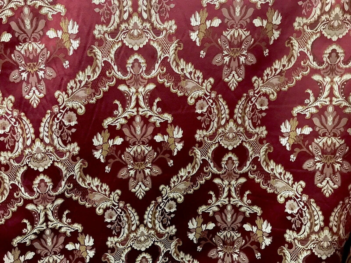 NEW SALE! Prince Lucas Designer Brocade Jacquard Fabric- Burgundy Floral- Upholstery Damask - Fancy Styles Fabric Pierre Frey Lee Jofa Brunschwig & Fils