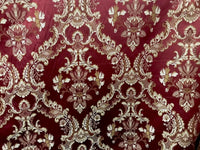 NEW SALE! Prince Lucas Designer Brocade Jacquard Fabric- Burgundy Floral- Upholstery Damask - Fancy Styles Fabric Pierre Frey Lee Jofa Brunschwig & Fils