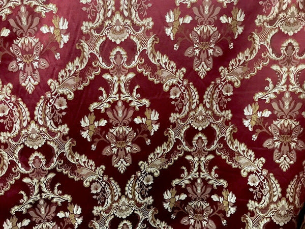 NEW SALE! Prince Lucas Designer Brocade Jacquard Fabric- Burgundy Floral- Upholstery Damask - Fancy Styles Fabric Pierre Frey Lee Jofa Brunschwig & Fils