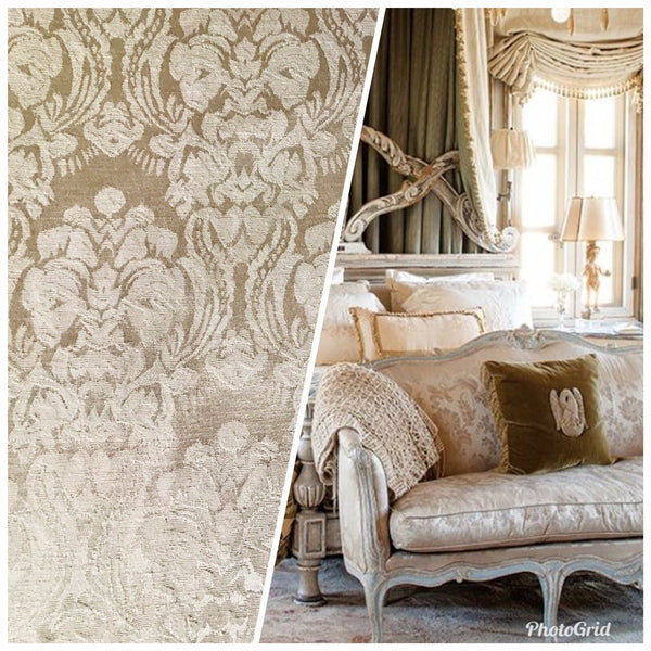 SALE Dophine Elena Designer Brocade Satin Damask Fabric- Antique Rose Gold- By The yard - Fancy Styles Fabric Pierre Frey Lee Jofa Brunschwig & Fils