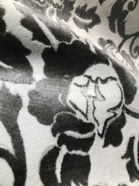 NEW! Burnout Velvet Upholstery Fabric Floral Charcoal (almost Black) & White - Fancy Styles Fabric Boutique