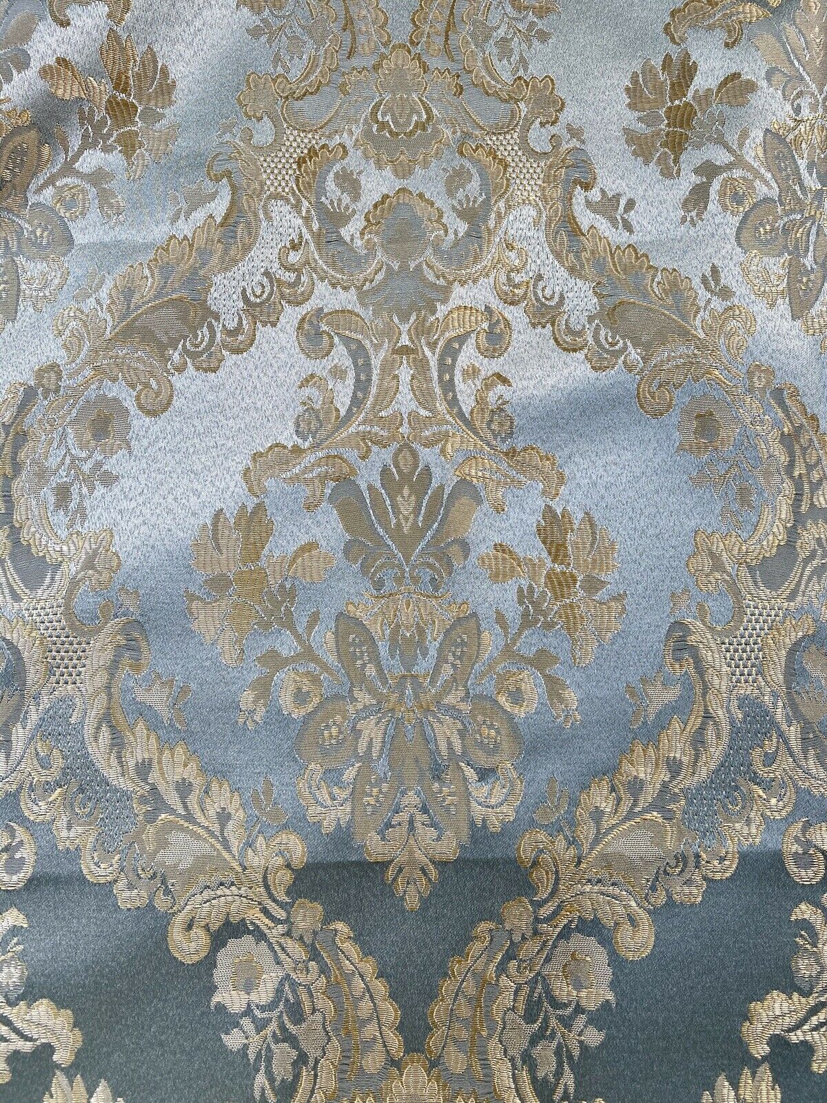 NEW! Prince Lucas Designer Brocade Jacquard Fabric- Antique Duck Egg Blue Gold- Damask - Fancy Styles Fabric Pierre Frey Lee Jofa Brunschwig & Fils