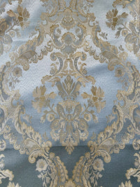 NEW! Prince Lucas Designer Brocade Jacquard Fabric- Antique Duck Egg Blue Gold- Damask - Fancy Styles Fabric Pierre Frey Lee Jofa Brunschwig & Fils
