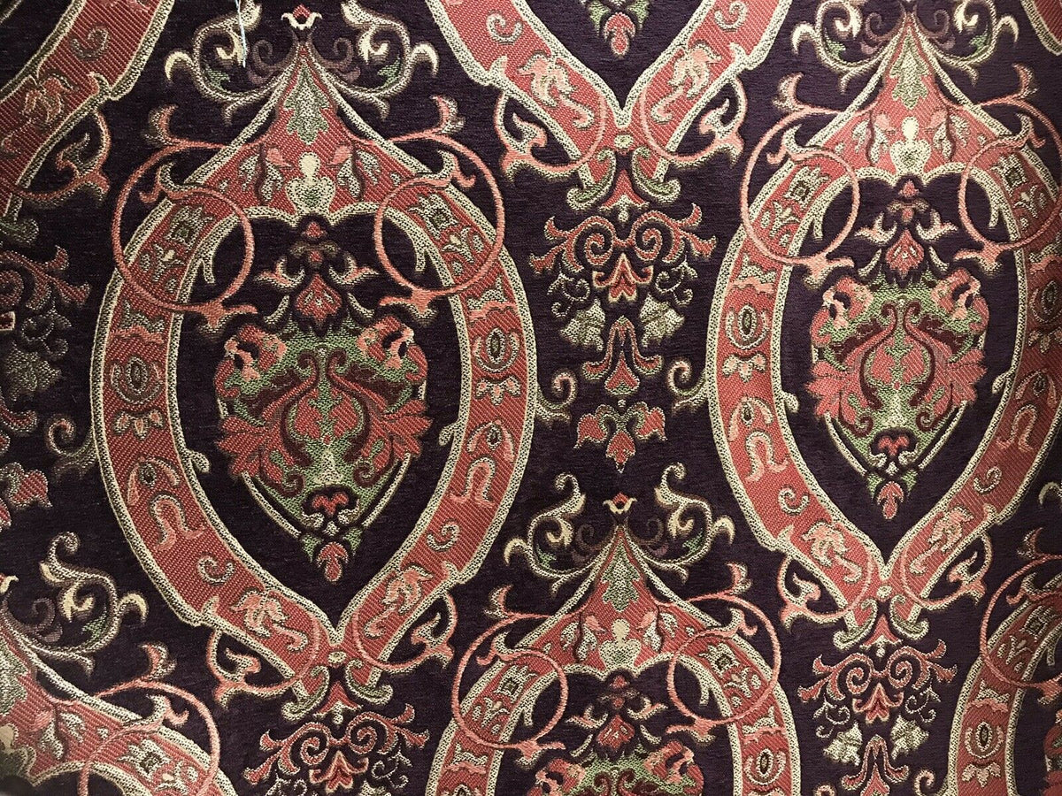 NEW Lady Kate Designer Velvet Chenille Burnout Upholstery Fabric - Plum & Coral- Heavy - Fancy Styles Fabric Pierre Frey Lee Jofa Brunschwig & Fils