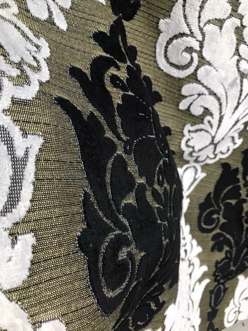 BLACK DAMASK CHENILLE UPHOLSTERY BROCADE FABRIC (54 in.) Sold By The Yard