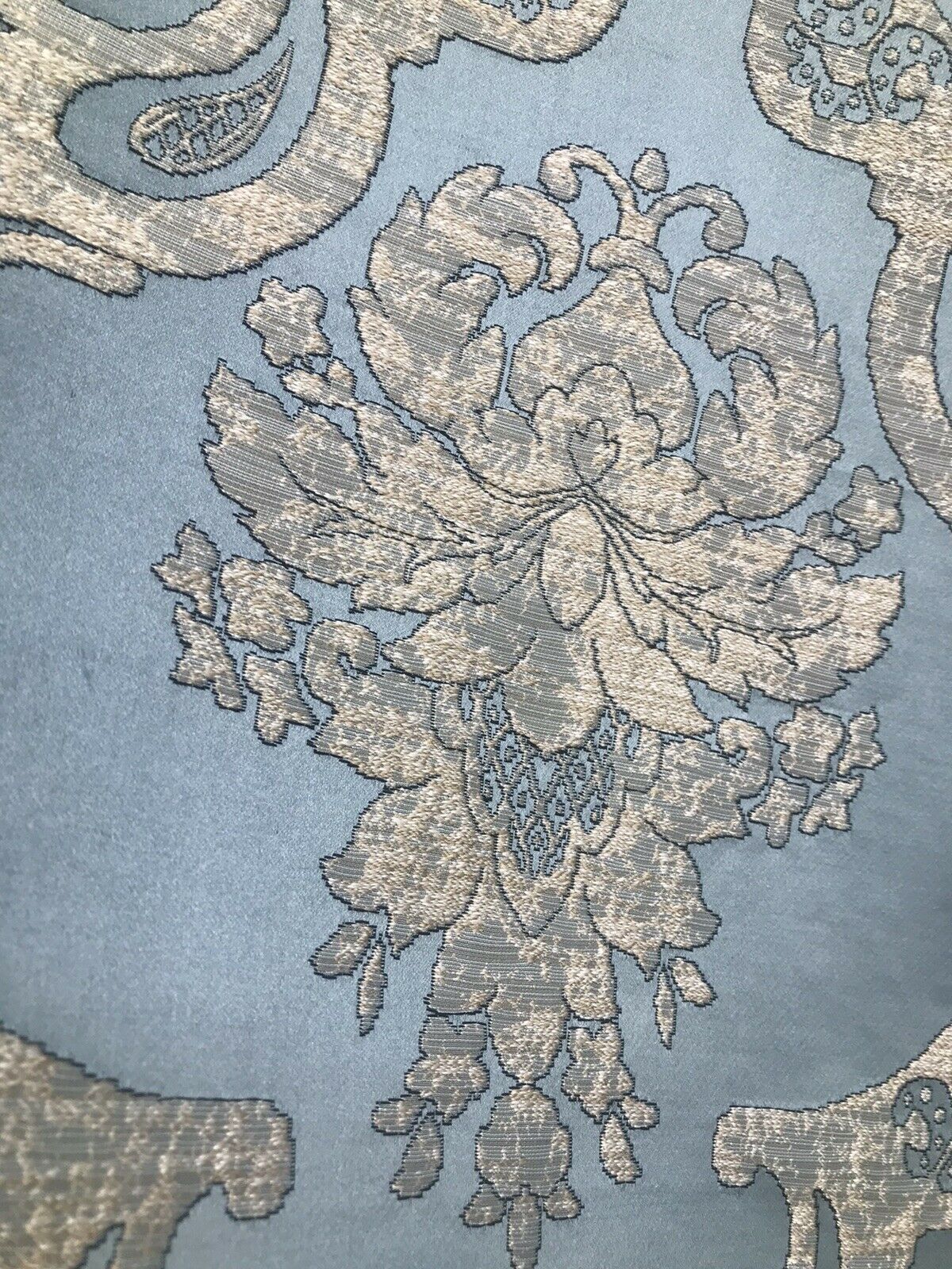 NEW Sir Darcey Designer Satin Burnout Damask Drapery Upholstery Fabric - Blue BTY - Fancy Styles Fabric Pierre Frey Lee Jofa Brunschwig & Fils