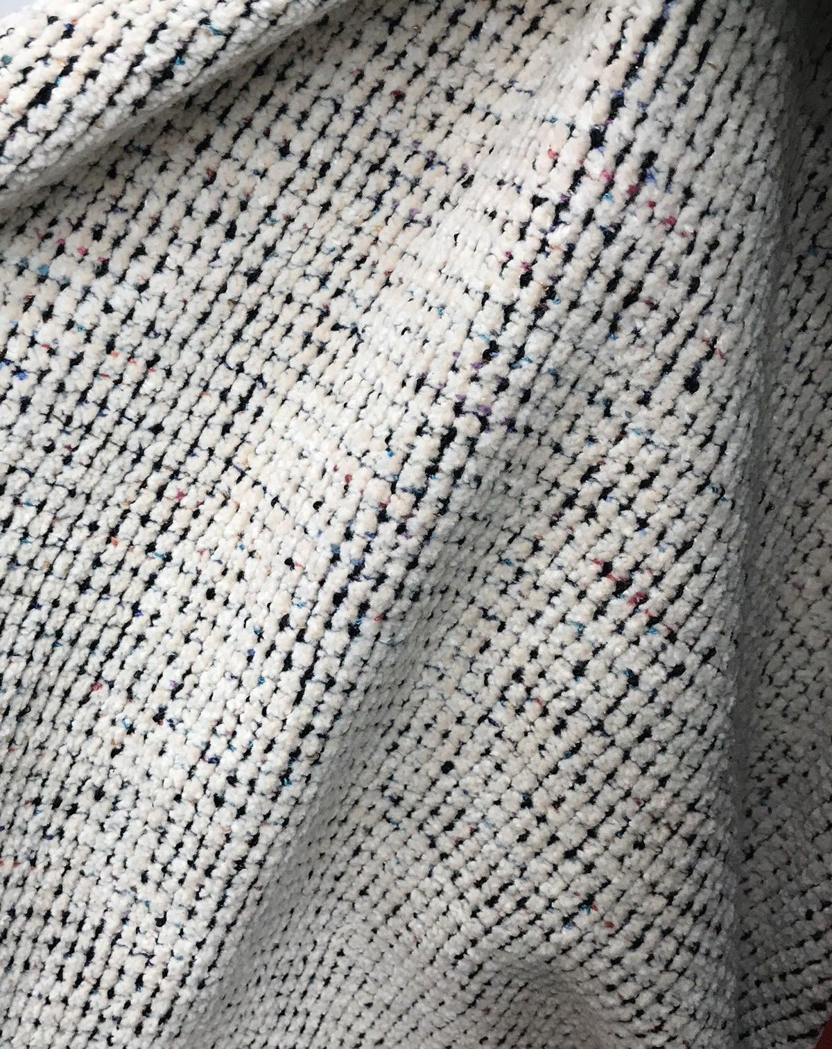SALE! Designer Chunky Chenille Fabric - White With Color Yarns- Upholstery - Fancy Styles Fabric Pierre Frey Lee Jofa Brunschwig & Fils