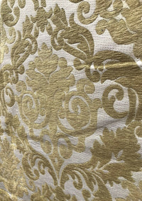 NEW Sir Arthur Double Sided Burnout Chenille Velvet Fabric- Mustard Ivory Upholstery Damask - Fancy Styles Fabric Pierre Frey Lee Jofa Brunschwig & Fils